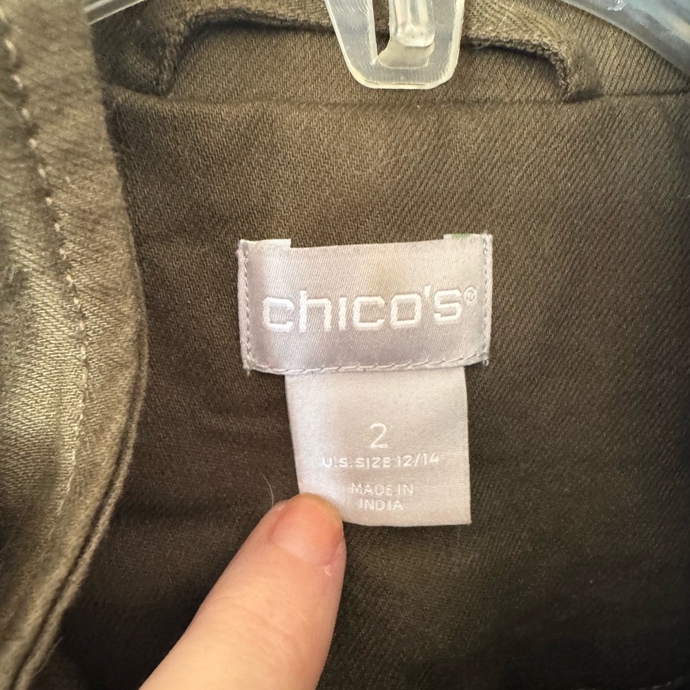 Chico's Olive Utility Jacket with Embroidery - Picture 2 of 2